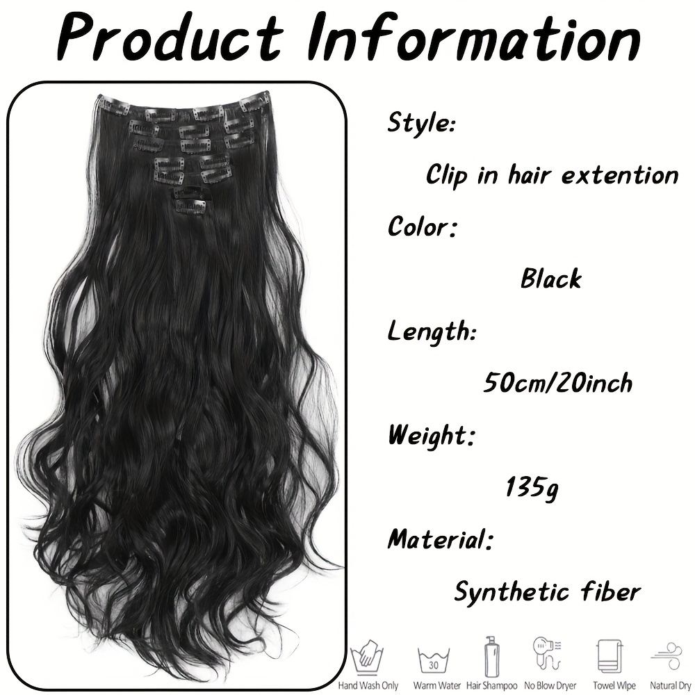20 inches     separate pieces heat   synthetic hair clip in hair extensions long hair accessories for   for   use details 3
