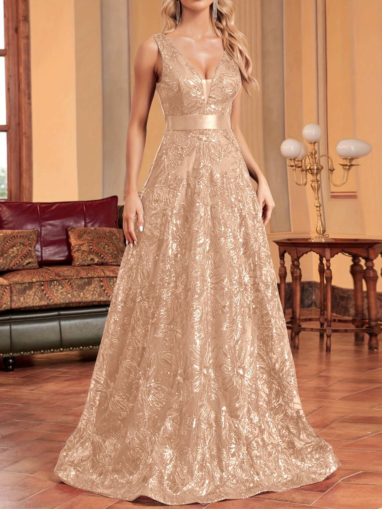 golden dress for party sold on Temu United States