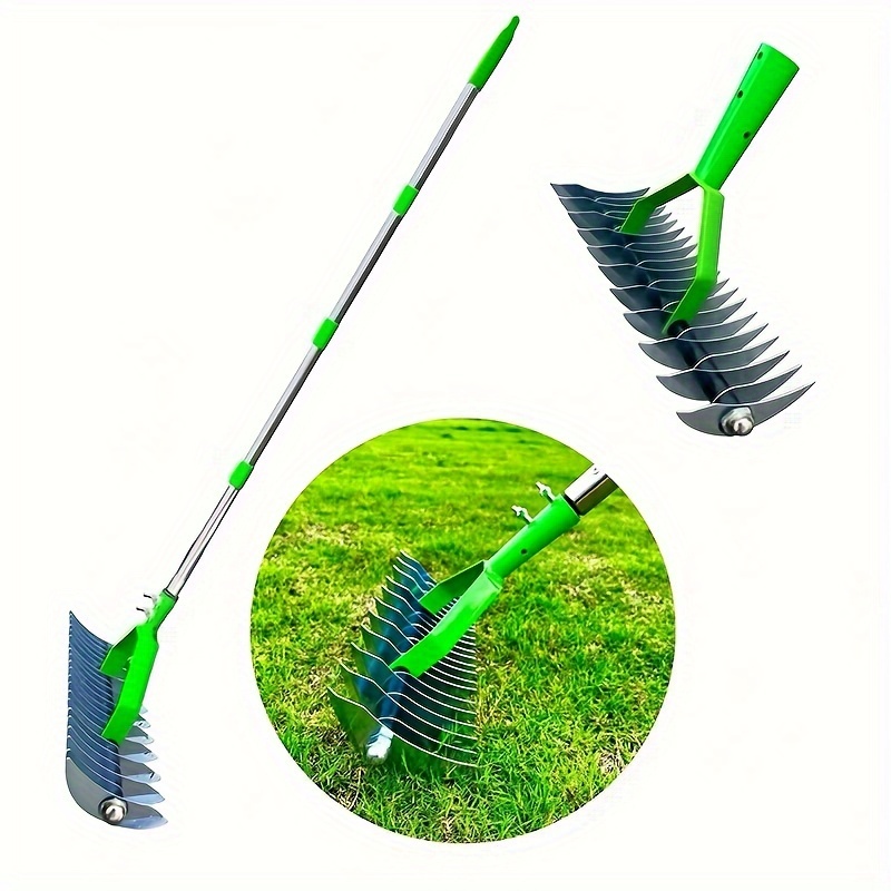 

Multi-functional Manual Lawn Aerator And Dethatcher – 12.8" Wide Heavy-duty Metal Rake For Grass Thatch Removal, Soil Loosening, And Control