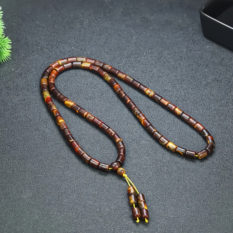 TEMU Vintage Amber Premium Latte-Blume mattierte Fassperlen modisches böhmisches Perlenarmband für Herren schlichtes Charm-Accessoire