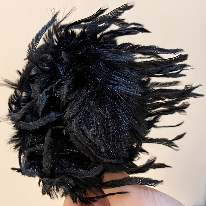 Image of Autumn And Winter Super Atmosphere Fluffy Hair Tie Female French High-end Hair Rope Plush Head Rope Ball Head Flower Hair Additions