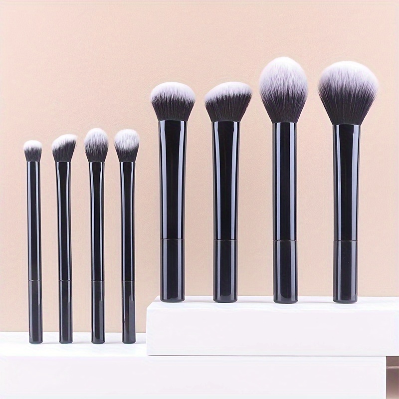 

8pcs Premium Makeup Brush Set - Includes Foundation, Blush, Eyeshadow & Contour Brushes - Soft Nylon Bristles For All Skin Types - Fragrance-free, Oval Shape