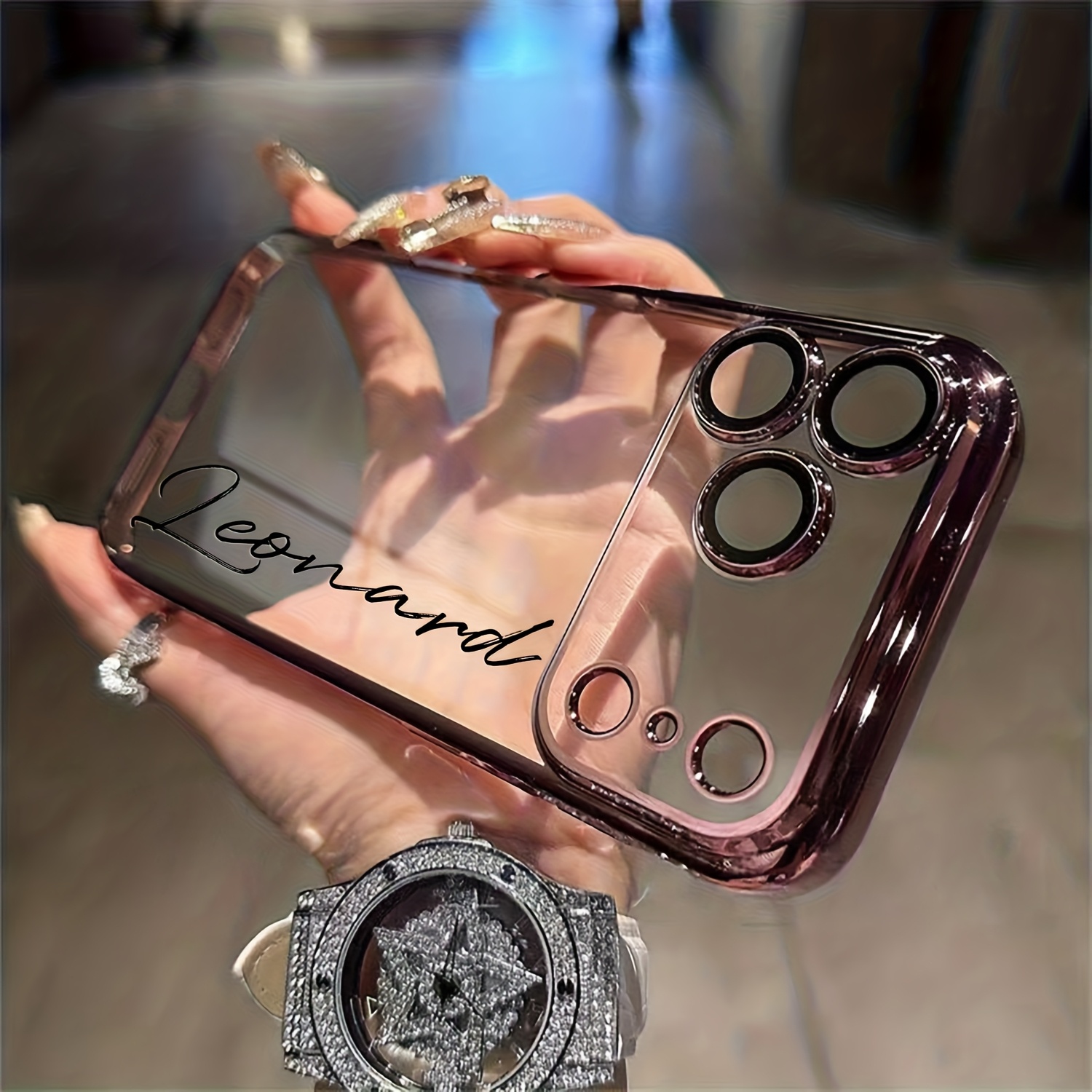 TEMU Phone Case - Personalized Customizable Diy Name Case Compatible With Iphone 17 16 15 14 13 12 11 Pro Handwirte Brush Style Tpu Case Shockproof