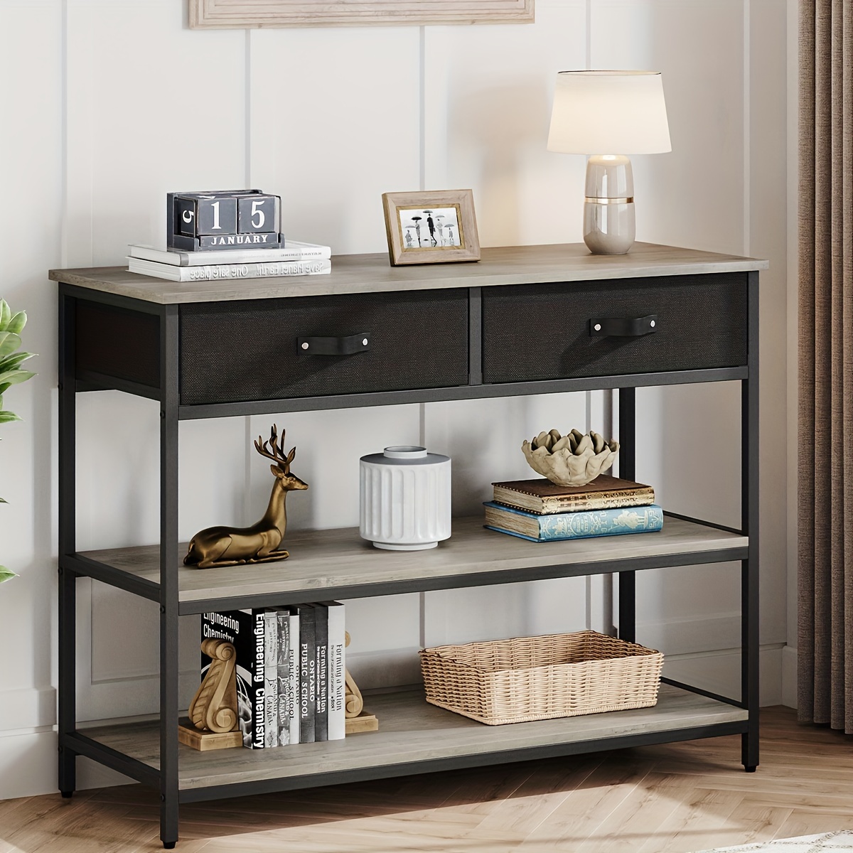 3 tier Console Table Entryway Table 2 Drawers Industrial - Temu