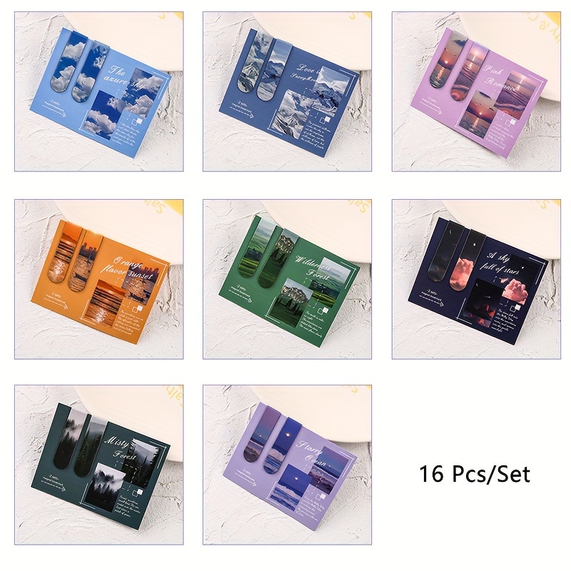 TEMU 16pcs Beautiful Scenery Series Magnetic Bookmarks Set