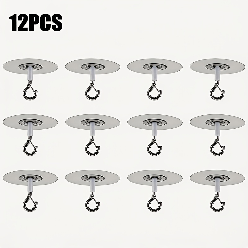 TEMU Self-adhesive Ceiling Hooks, No-drill Heavy-duty Sticky Hooks For Hanging Plants, Lights, Curtains, Strong Wall Hangers For Home, Kitchen,