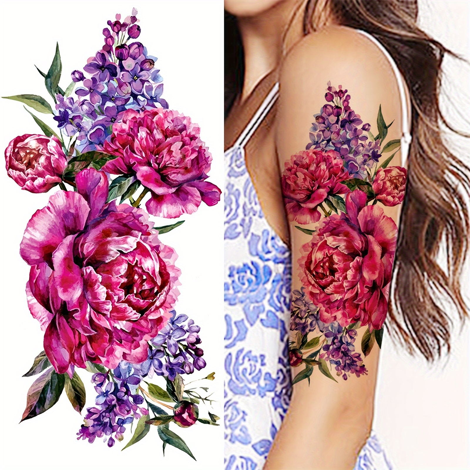 pfingstrosen tattoo - Temu Deutschland, image size:1600x1600