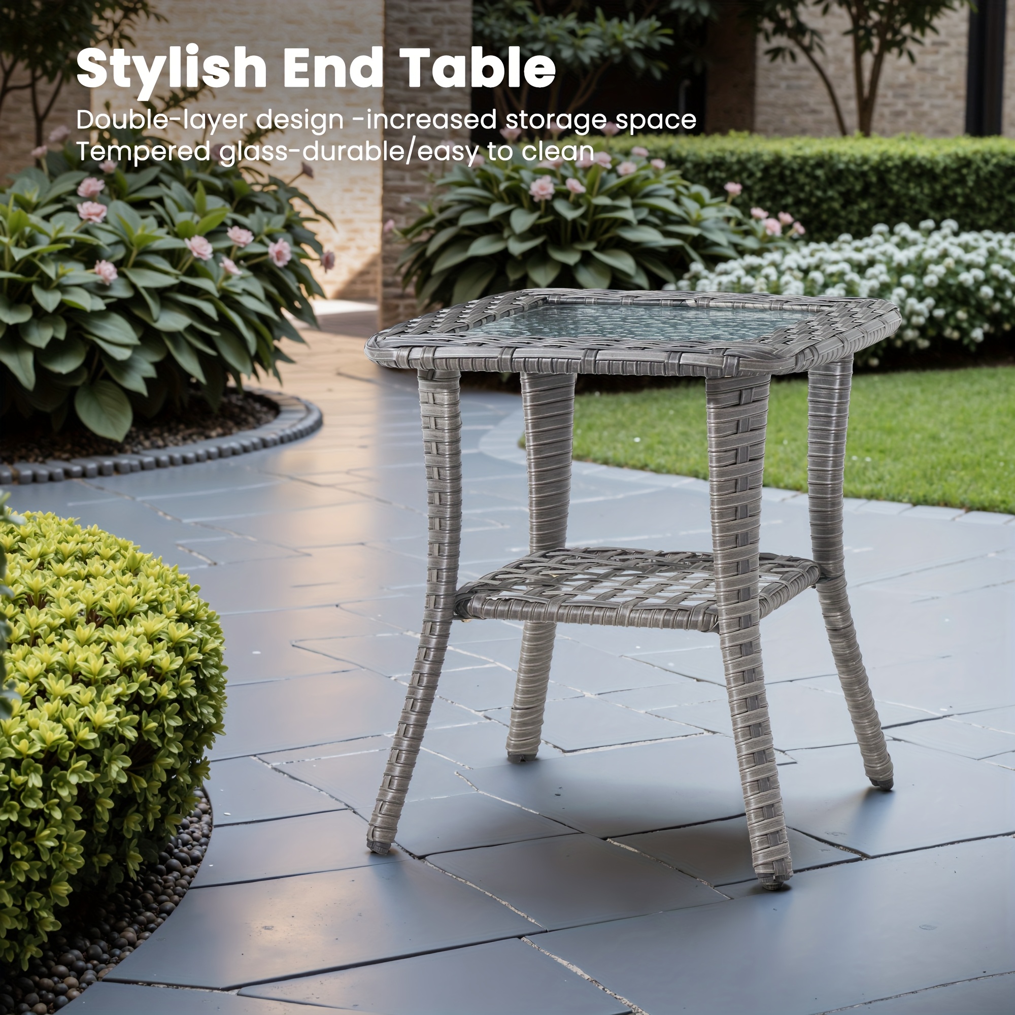 6pcs Outdoor Patio Furniture Set with Swivel Rocking Chairs, High Back Outdoor Sectional Sofa Sets with Side Table - Handwoven Rattan Outside Seating Sofa, Weather-Resistant Couch for Garden/Deck/Backyard/Decor
