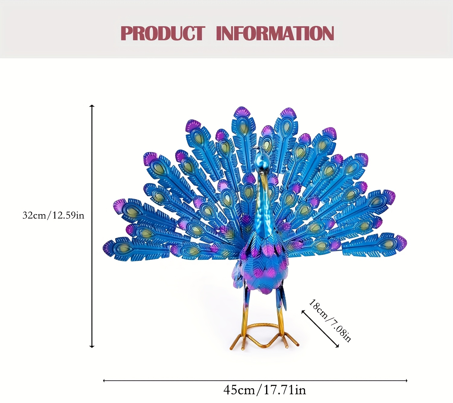 Pfau Gartenstatuen Aus Metall – 2 Stück, Blaue Pfauen-Skulpturen Für Terrasse, Garten & Hofdekoration