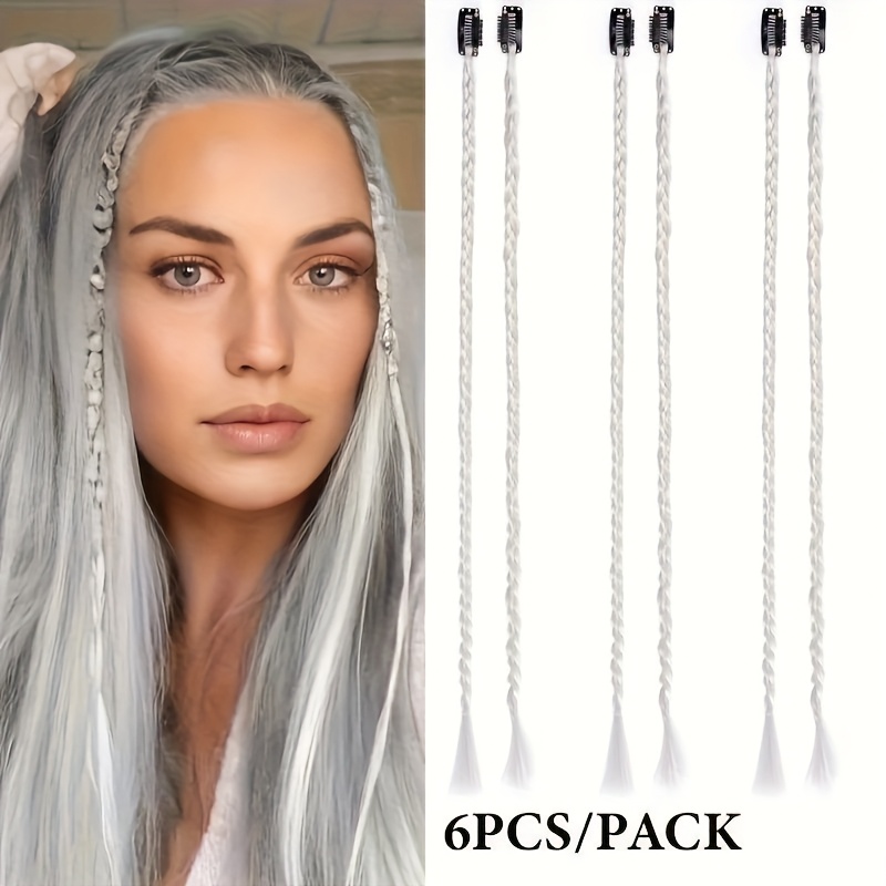 TEMU Lot de 6 Extensions Synthétiques Longues pour Femmes - Accessoires à Clip en Queue de Cheval, Fibre Résistante à la Chaleur, Finition Brillante,