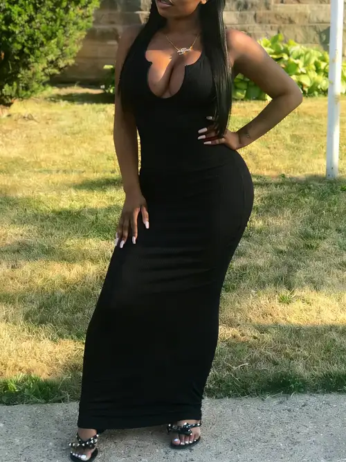 temu ladies dresses sale V Neck Midi Sheath Dress, Casual Afternoon Tea Dress, Women's Clothing