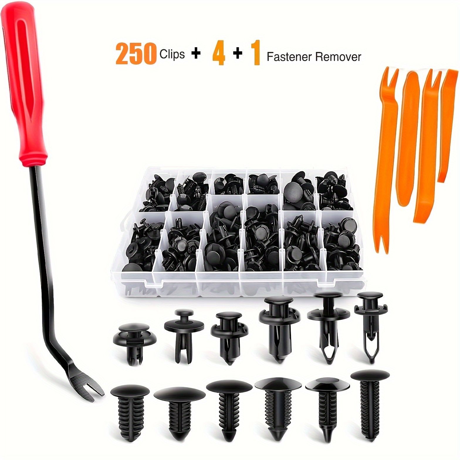 TEMU 250pcs Car Bumper Retainer Clips And Plastic Rivets Set - Fasteners Push Retainer Kit With Most Popular Sizes Pin Rivets