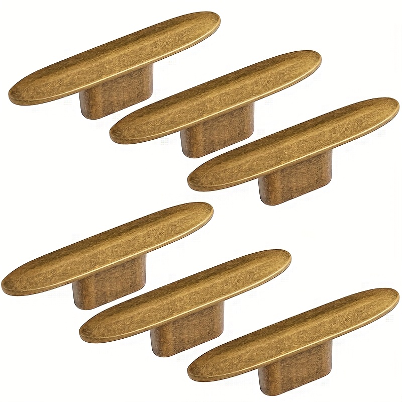 TEMU 2/6 Pack Oval Vintage-style Brass Cabinet Knobs Drawer Handles - 2.2 Inch Full Length Single Hole Vintage Lever Handles Retro Bronze Pulls