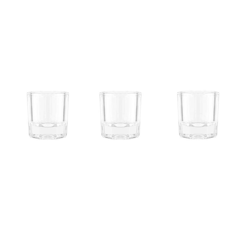 Image of Set Of 3 Octagonal Glass Cups With A Sturdy Base, Cleaning Cup For Nail Art Brushes, Tools For Holding Crystal Liquids And Cleaning Brushes