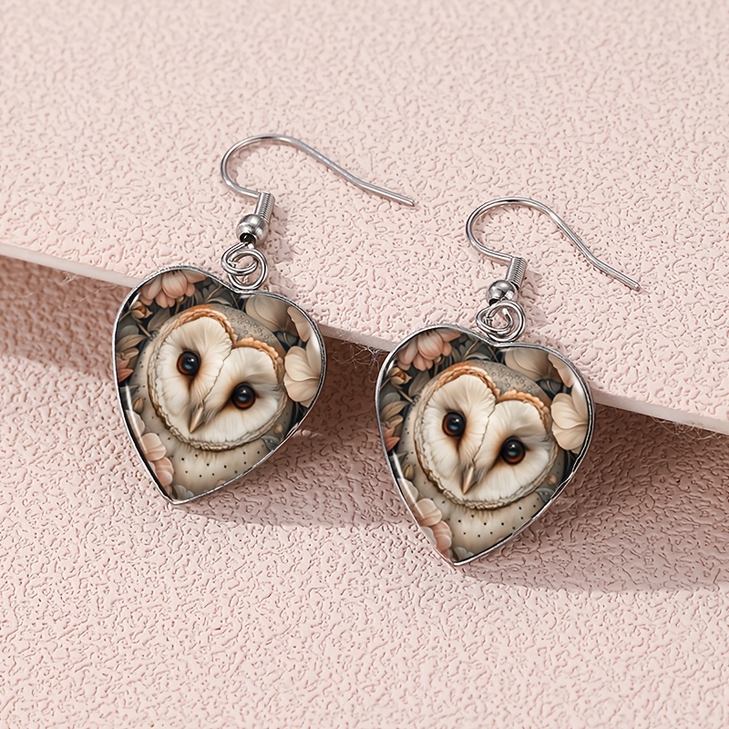 TEMU A Pair Of Whimsical Owl And -shaped Earrings