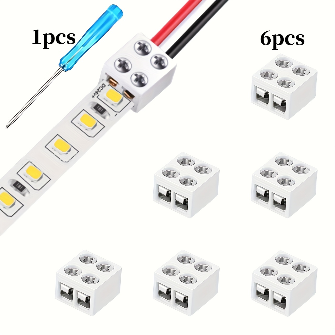 Screw-fixed, No-solder Tape Led Strip Connector 2pin 8mm, Wire, Board. Suitable For 2835, 3528 And Other Led Strips