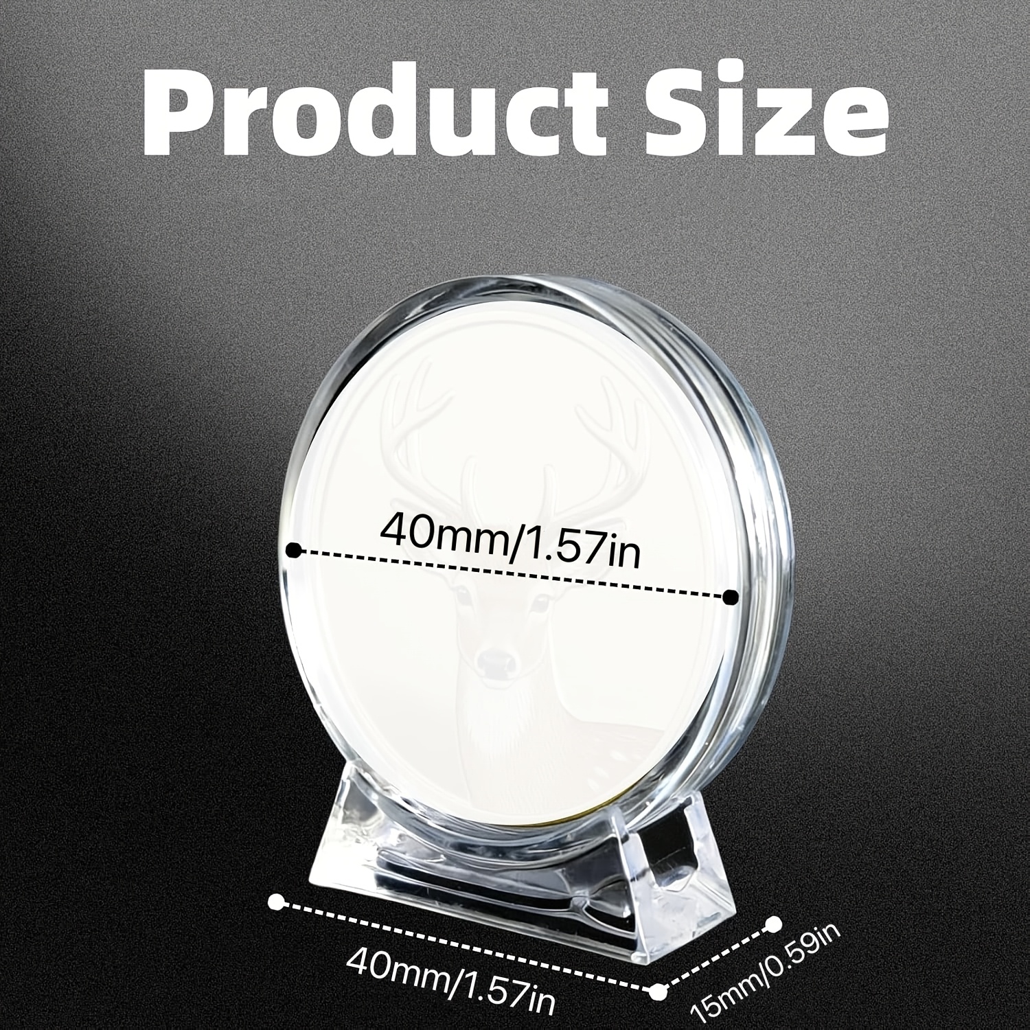 TEMU 12pcs Set Of Transparent Plastic Commemorative Coin Display Boxes, With Base Storage Protection Box Coin Display Box, Coin Stand Set