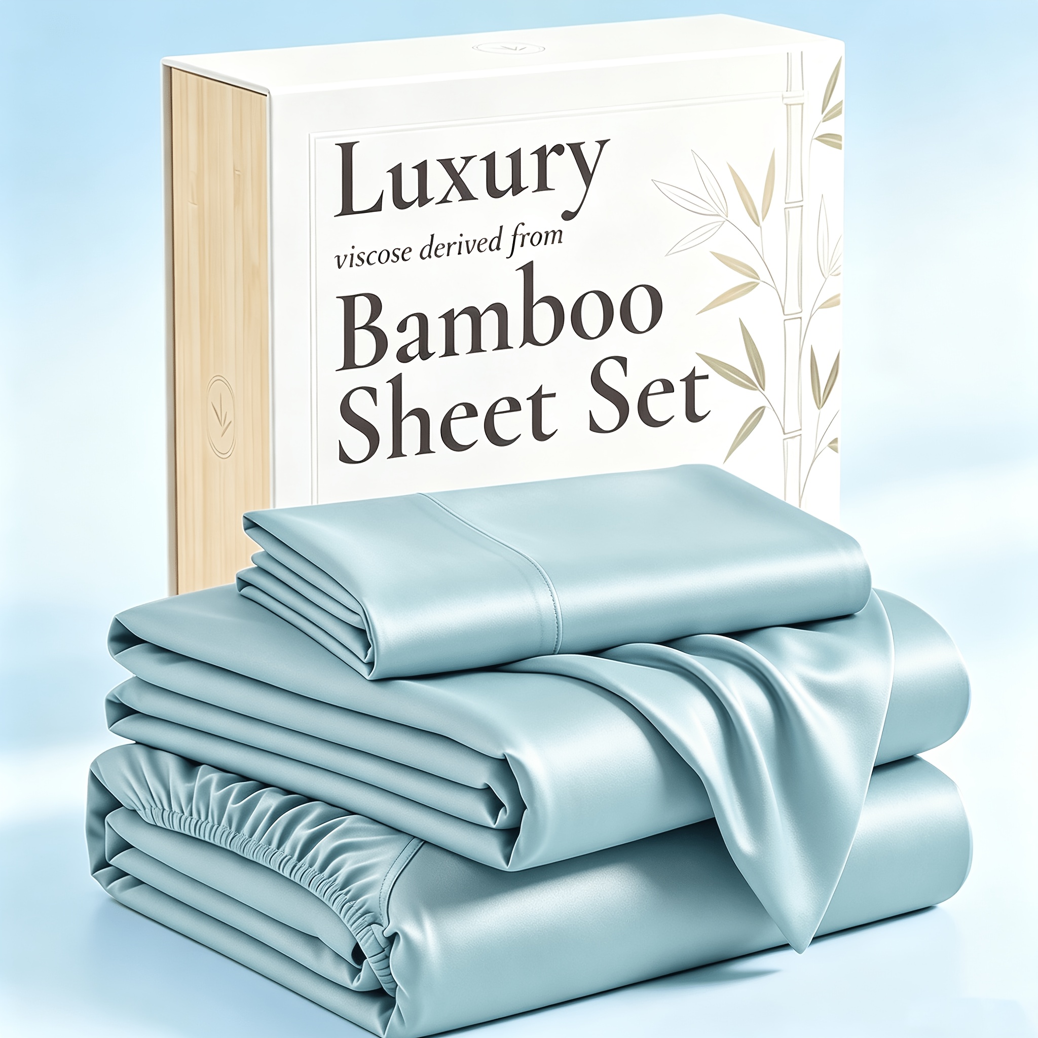 TEMU Extra Deep Pocket Bamboo Sheets Set - Queen Size Kids Breathable And Cooling Bed Sheets - Hotel Sheet Set - Soft, Wrinkle-free And Comfortable -