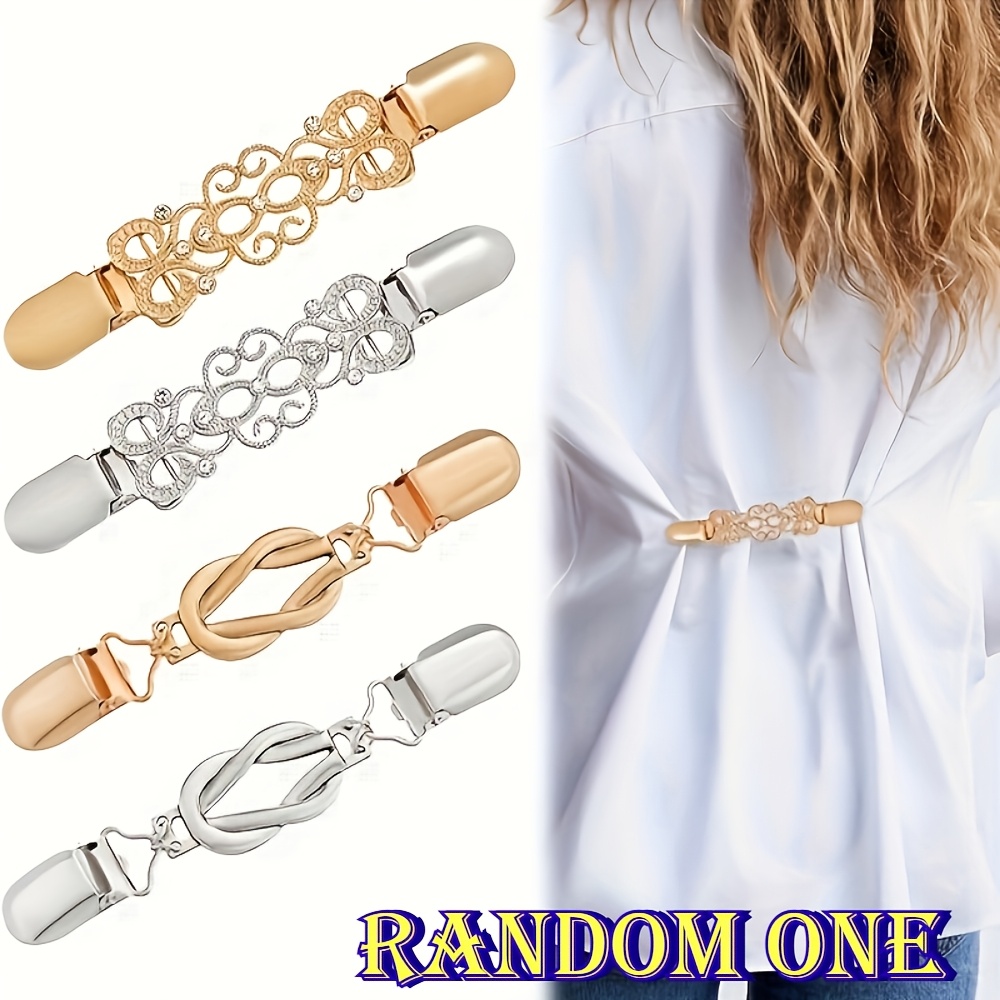 TEMU Retro-style Waist Clip - Adjustable Metal Brooch For Shirts, Shawls, And Sweaters - , Non-slip Design, Random Style, Use, Alloy, Suitable For