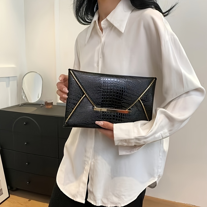 

Minimalist Clutch Envelope Bag Casual Handbag Stylish Trendy Woven Pattern Purse For Elegant Ladies