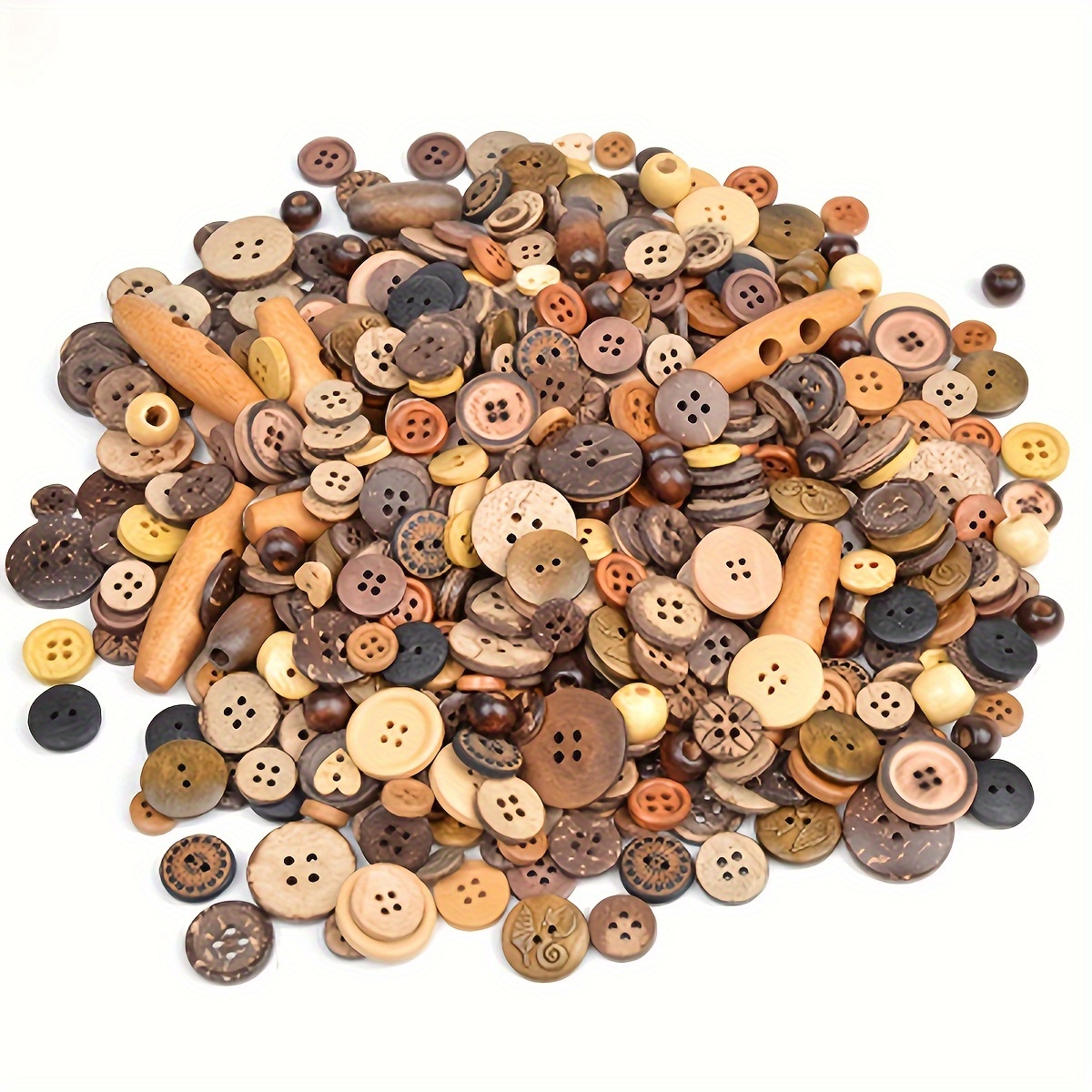 

Resin Sewing Buttons - Assorted Sizes Light Brown Wooden Look Decorative Buttons For Crafts, Diy Projects & Clothing Decoration - Mixed Color Handmade Button Pack