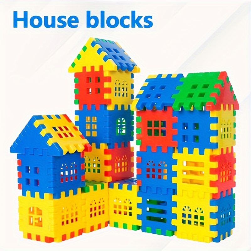 

55 pièces de construction de maison : Blocs de gaufres colorés pour enfants, adaptés aux 3-6 ans, favorisant l'éducation précoce et le développement