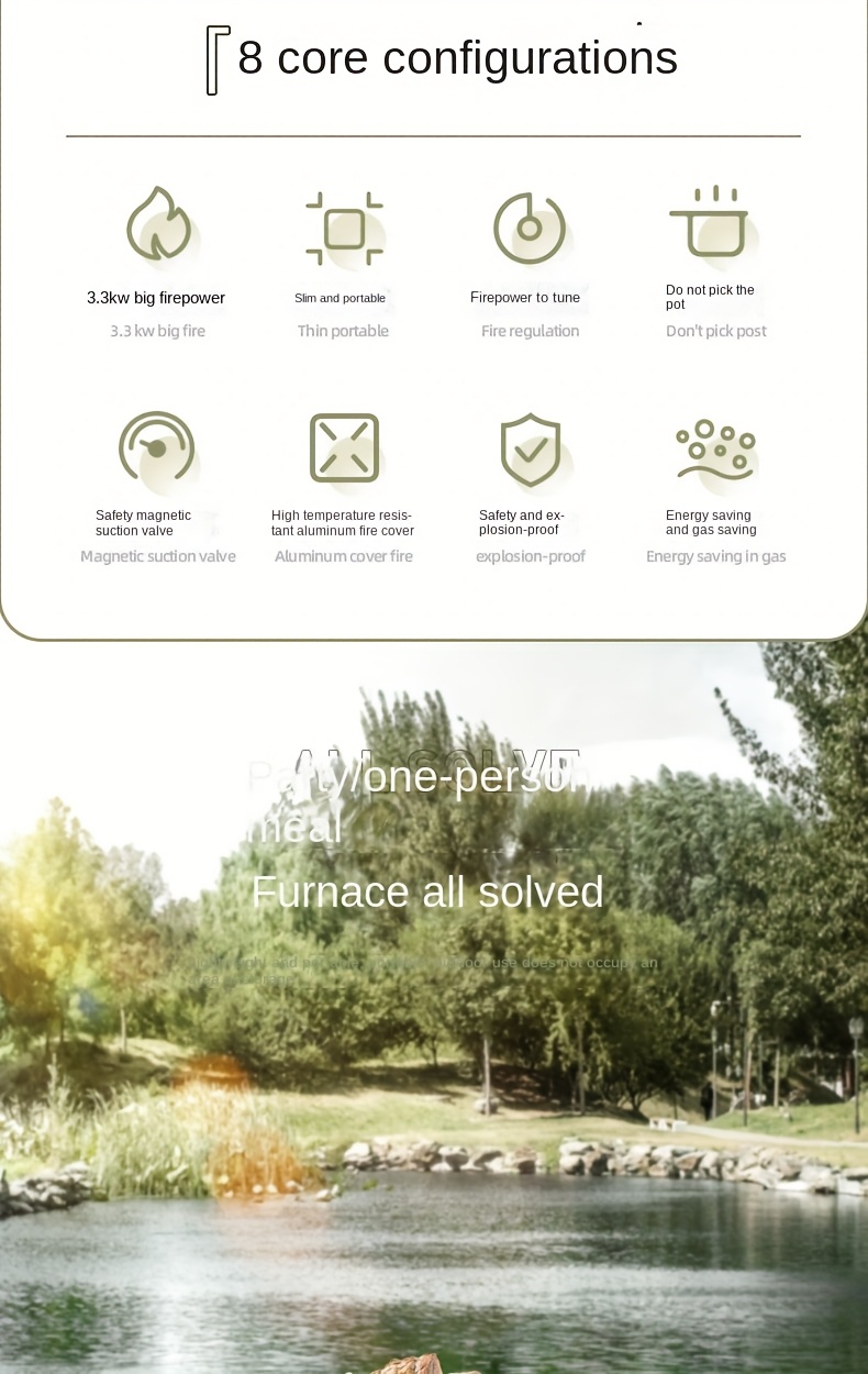 [Travel Essential] Ultra-Thin White Portable Carb Stove with Safety Lock & Piezoelectric Ignition, 3500W High-Power Butane Burner for Camping, Hiking, and Outdoor Cooking, Includes Smart Safety Gas Cut-Off Feature, Camping Stove