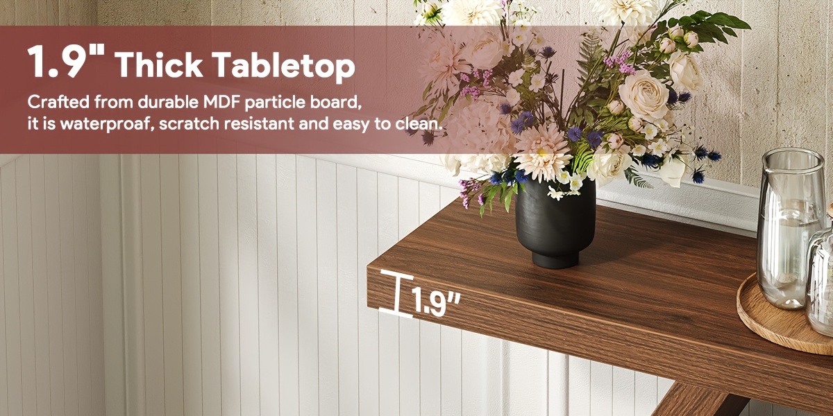 3 Tier Farmhouse Console Table for Entryway, Wooden Sofa Table Behind Couch with Storage Shelves, 39.4 Inch Narrow Rectangular Hallway Table, Rustic Foyer Table for Living Room Decor, Walnut End