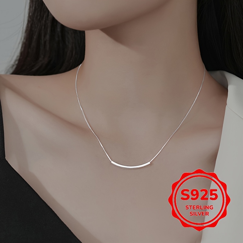 

Elegant 1.7g S925 Sterling Silvery Chain Necklace For Women - Chic Korean Style Clavicle Chain, Ideal For & Music Festivals, Perfect Valentine's Gift