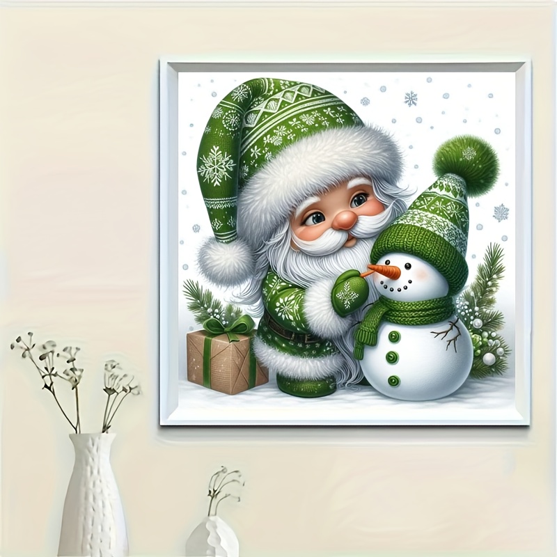 TEMU Un nouveau kit comprenant Père Noël, des bonhommes de neige et des de neige pour les fêtes, ce kit de point de croix brodé mesure 36*36 cm /