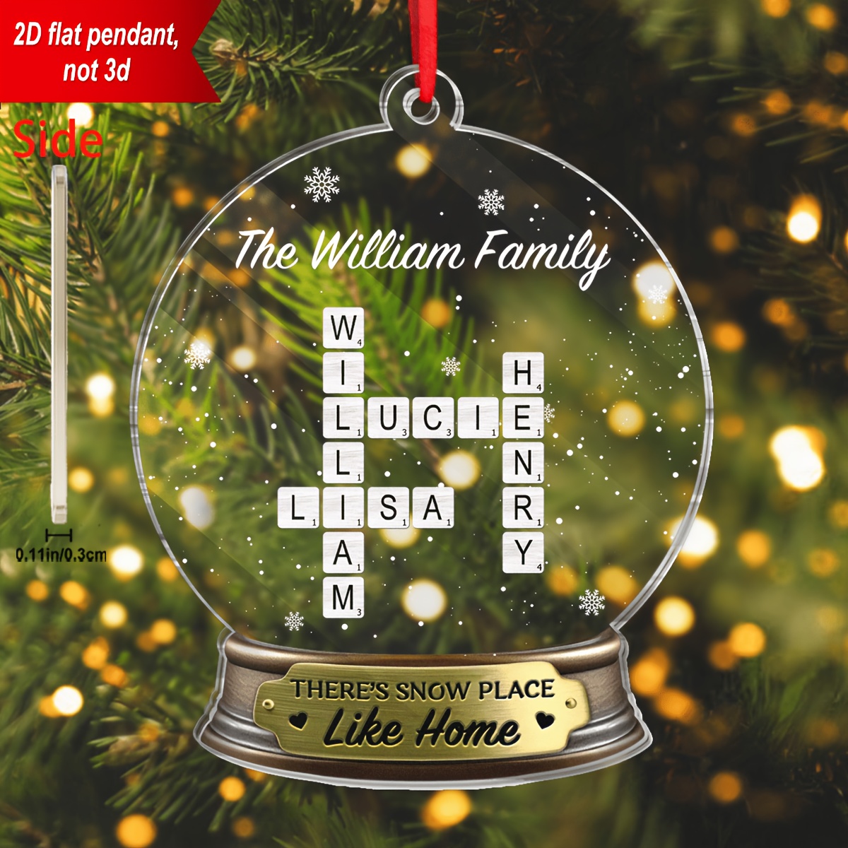 TEMU Custom Ornament With Names, Personalized Family Names Tiles Gift - 's Snow Like - Personalized Custom Shaped Acrylic Ornament, Halloween Gift