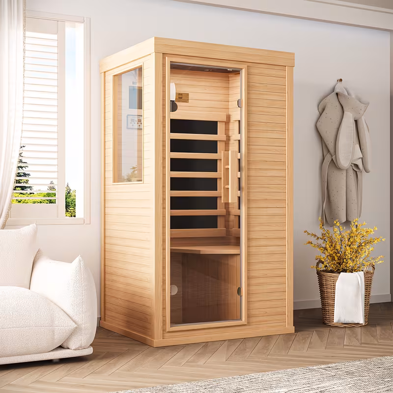 1 2 person indoor 2 7x2 3 with a half dry sauna with control panel low emf sauna for muscle recovery patio backyard Product details 4