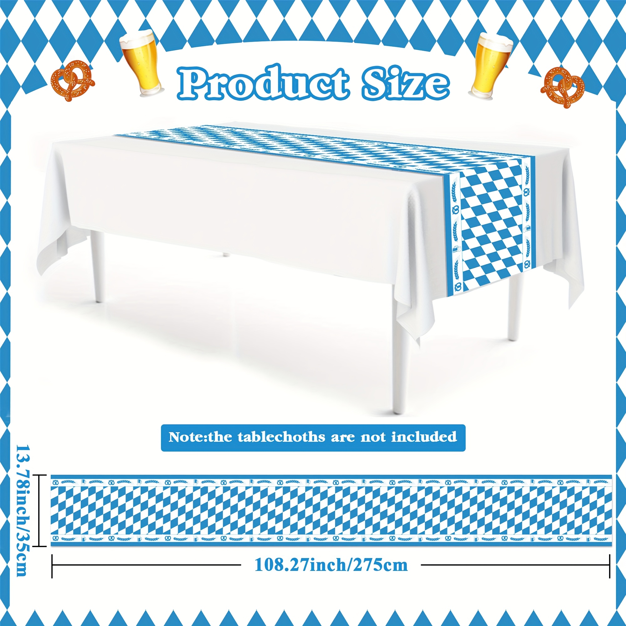 Image of 1 And 5pcs Oktoberfest Plastic Table Runners German Beer Festival Party Decor Disposable Table Runner For Oktoberfest Decorations And Supplies