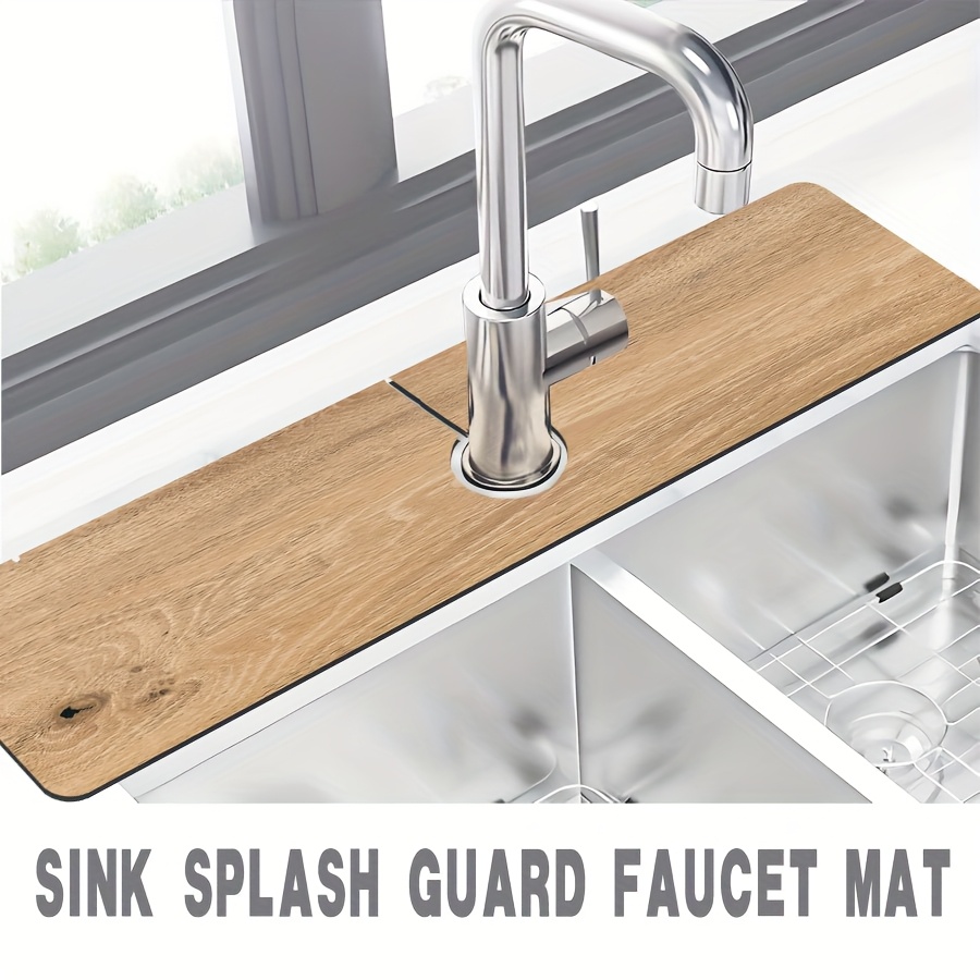 Dish Drying Mat, Faucet Pad, Wood Grain Faucet Pad, Soft Material,  Foldable