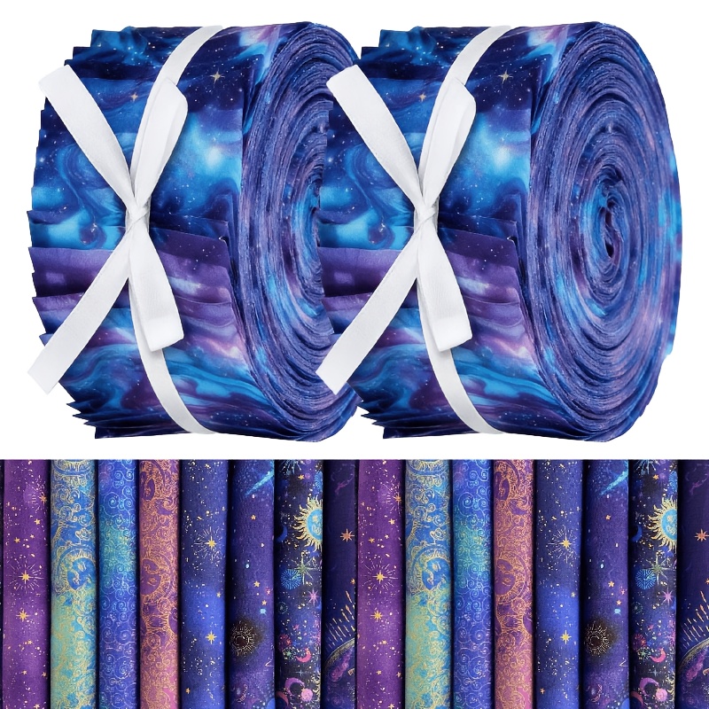 TEMU 40pcs Starry Sky Long Rectangular Quilted Craft Fabric Pre-cut Random Mixed Colors