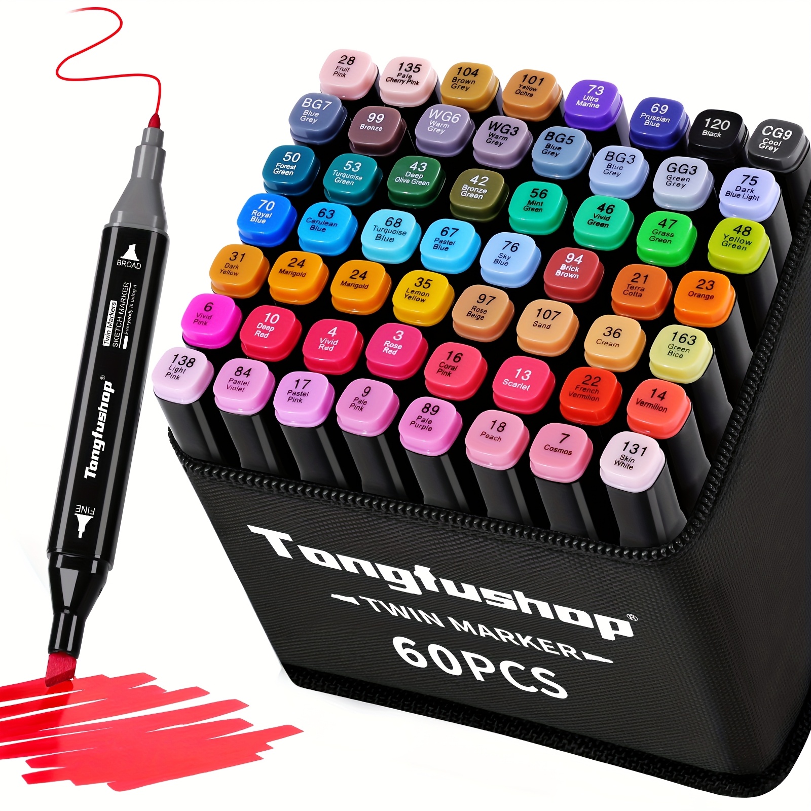 TEMU Professional Art Markers, 60/80/204 Colors Alcohol Markers, Art Markers For Art Beginner Coloring, Art Markers Set, Drawing