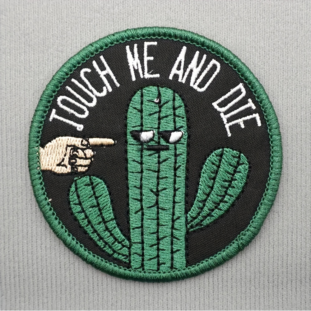 

Fun Cactus Embroidered Patch With , Green/black Military Badge For Sewing & Knitting Supplies