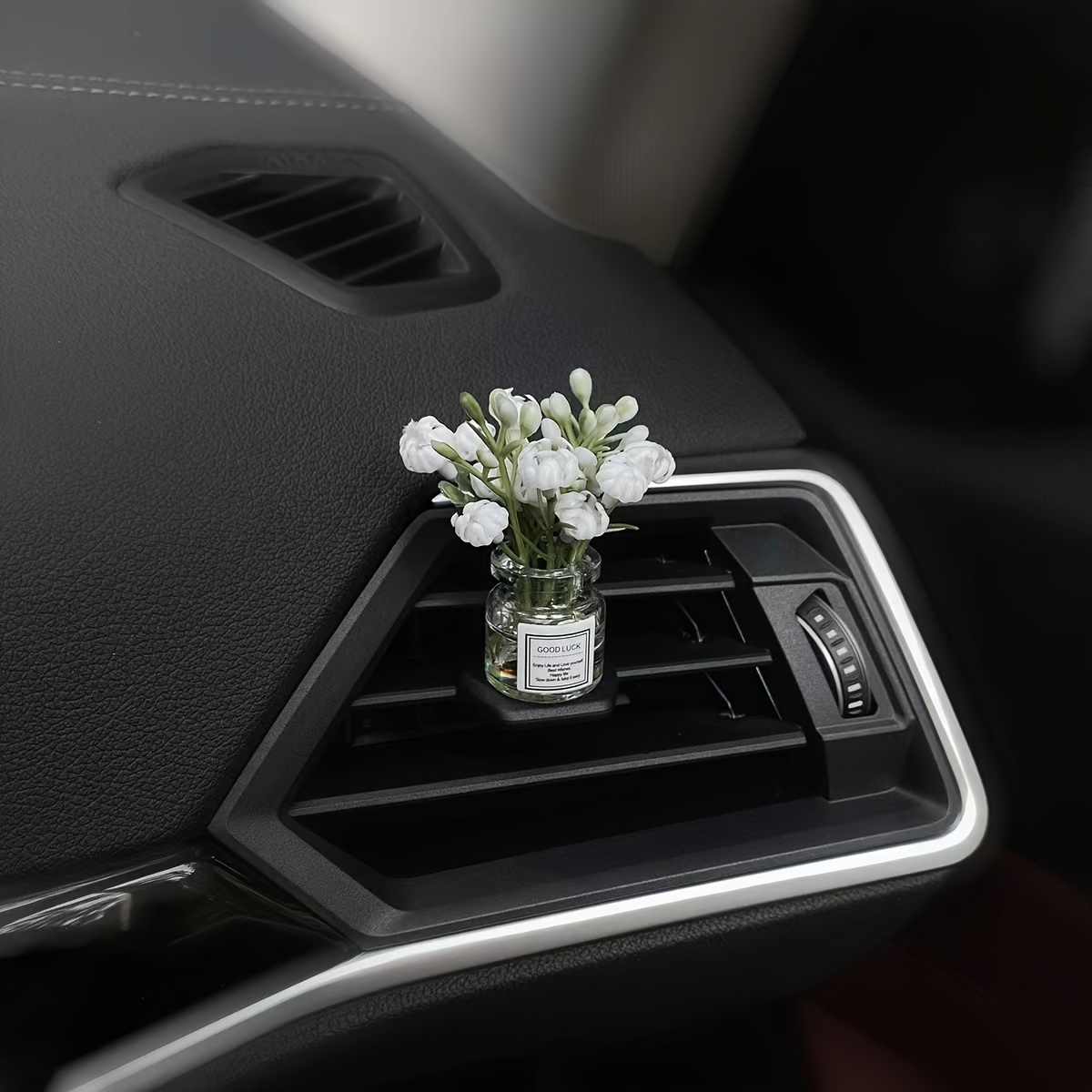 

1pc Mini Arrangement In Glass Vase Car Dashboard Decoration - Plastic Ornament For Vehicle Interior