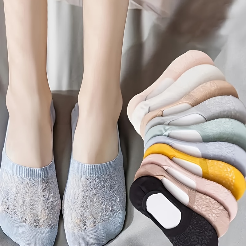 

5 Pairs Of Teenager's Cotton Blend Anti Odor & Sweat Absorption No-show Socks, Comfy & Breathable, Elastic Socks For Spring And Summer