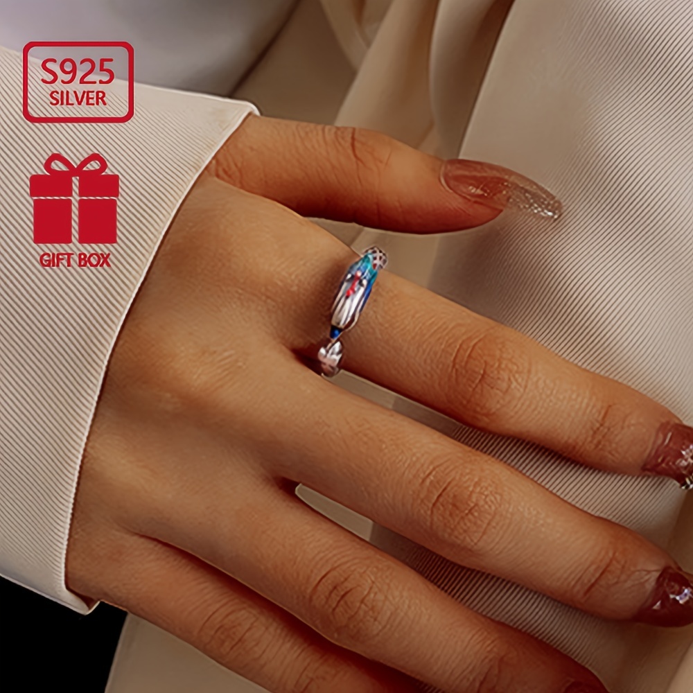 S925 Pure Silvery Creative Ethnic Drop Ring
