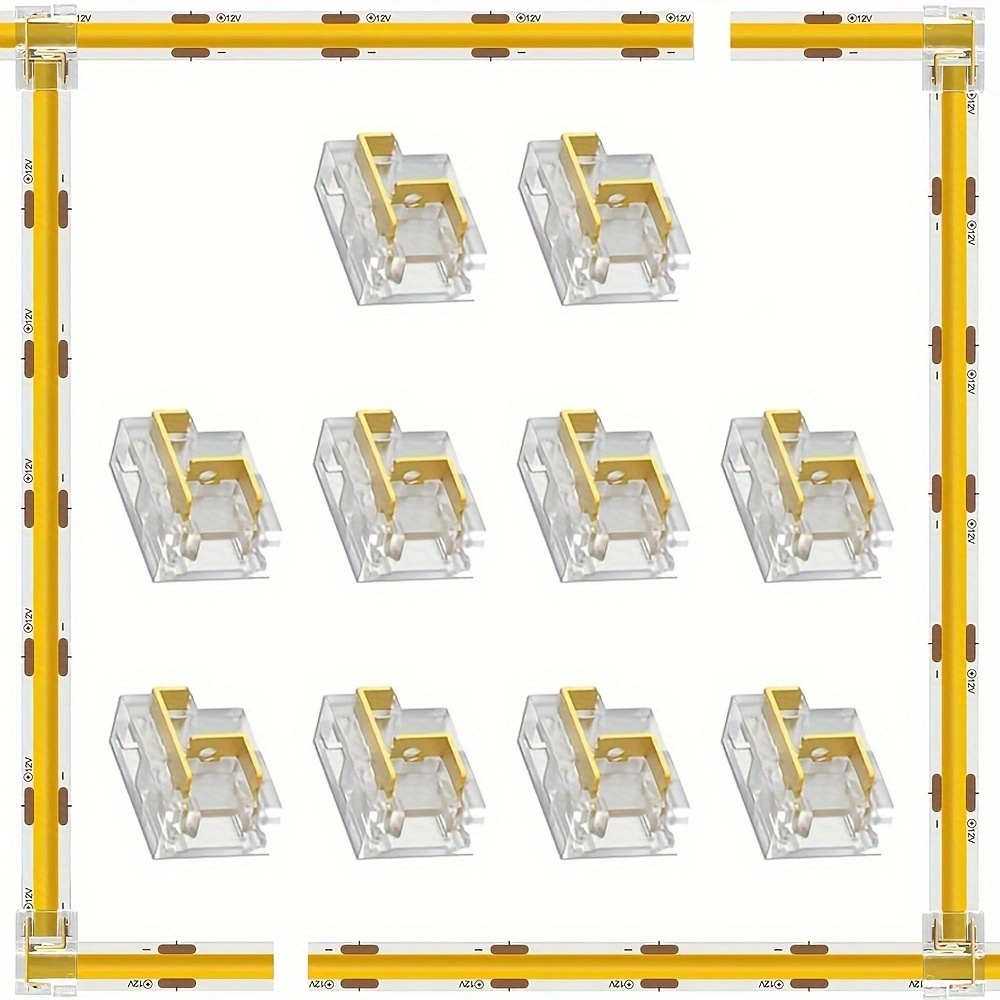 TEMU 10 pièces Connecteurs pour Bandes LED - Connexion Rapide Soudure, 12 Méthodes de Câblage (Type L/T), Compatible avec Éclairages COB/SMD,