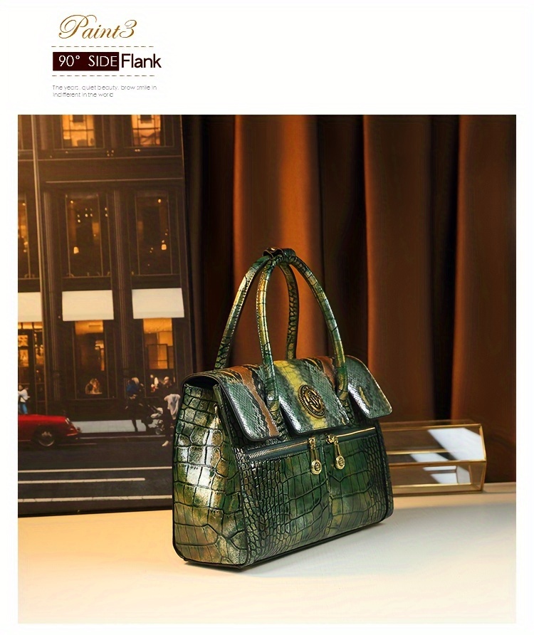 A beautiful Crocodile Pattern Tote Bag, offers Zipper Handbag