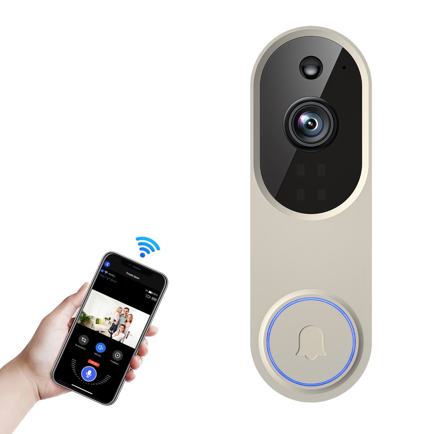 2k Wireless Doorbell Camera Operating On 2.4ghz Wi-fi. Features Human Detection, Night Vision, Audio, And Rechargeable Battery Support. Designed For And Compatible With Cloud Storage For Home