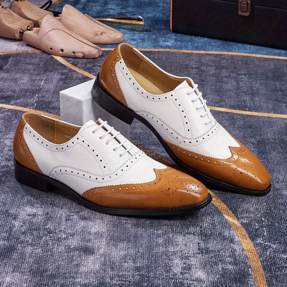 light brown leather dress shoes Amazon.com | Baby Boys Lace Up Faux Leather Dress Tan Brown Shoes Brogue  Father Son Formal Footwear Size 5 US Toddler main image 1