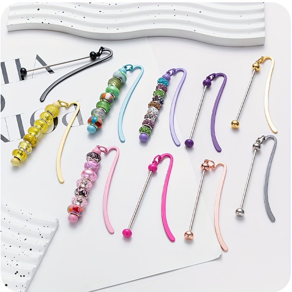 

10pcs Diy Beadable Bookmarks Colorful Metal Blank Bar Bookmark For Beads Beaded Bookmark Craft Jewelry Gift For Book Lovers