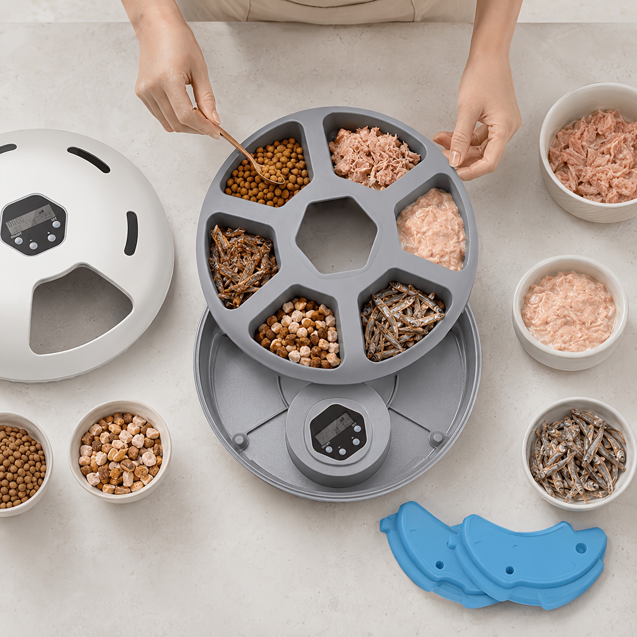 Image of 6-meal Automatic Cat Feeder Battery-operated Wet Food Feeder With Timed ; For Cats And Small Dogs (batteries Not Included), Without Battery