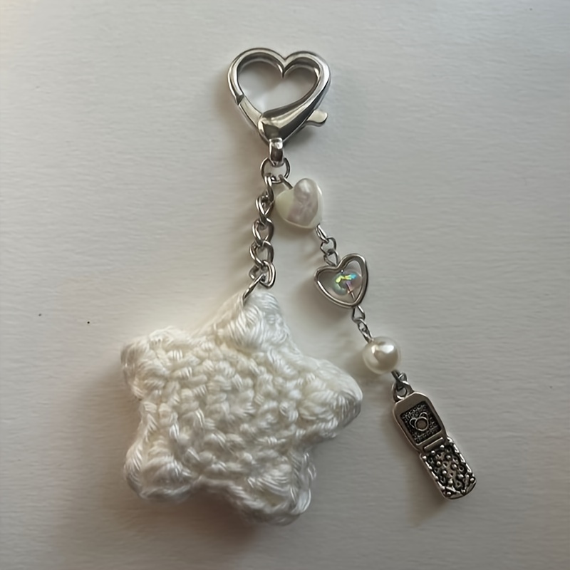 1pc Keychain Bag Pendant Decoration Y2k Girl Cute Crochet Star Keychain