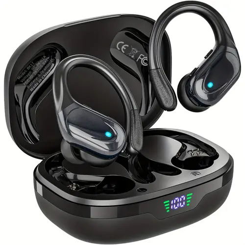 wireless earbuds with led display in ear headphones wireless earphones with pure bass sound for sports workout enc calls case headset for men women