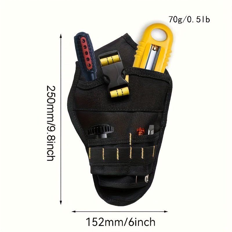 TEMU 1pc Drill Tool Bag Multi-pocket Hand Tool Bag Hanging Waist Bag Tool Bag Electric Drill Tool Storage Bag, Without Tools
