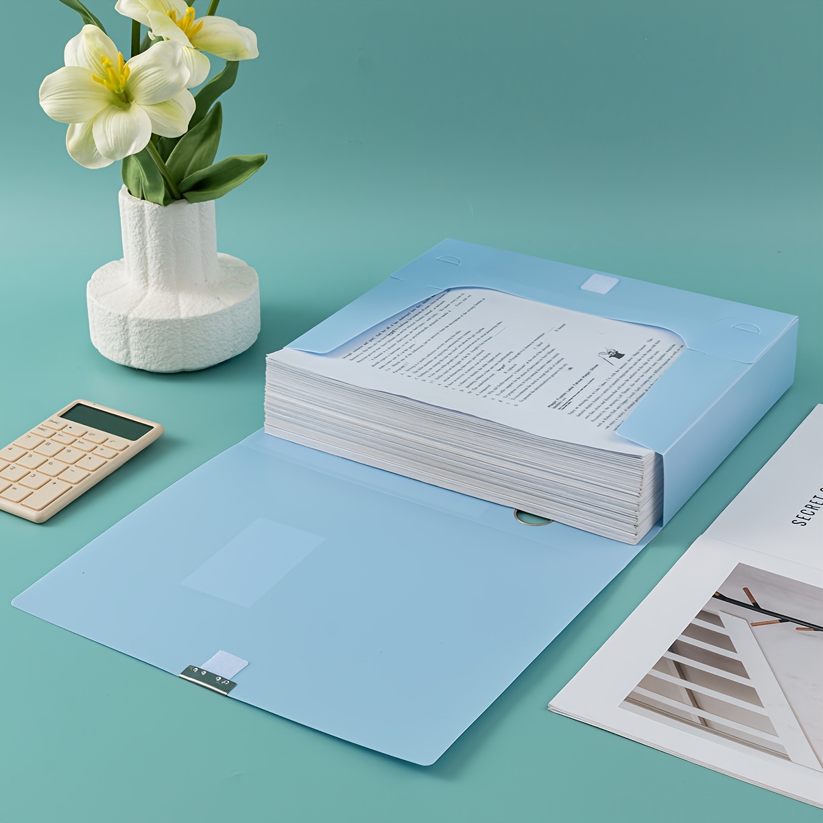 TEMU Large Capacity Colorful A4 Thickened File Box, Foldable Plastic Document Organizer For Office Use, Suitable For Accounting Vouchers, Receipts,